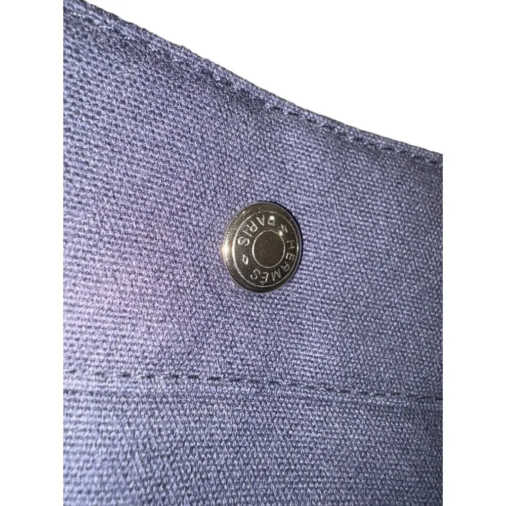 Hermes Fourre Tout MM Canvas Tote Navy Blue Khaki Green Authentic Never Worn - Picture 6 of 10